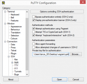 Setting PuTTY Vagrant PPK