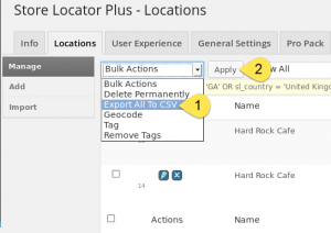 Pro Pack Export Locations